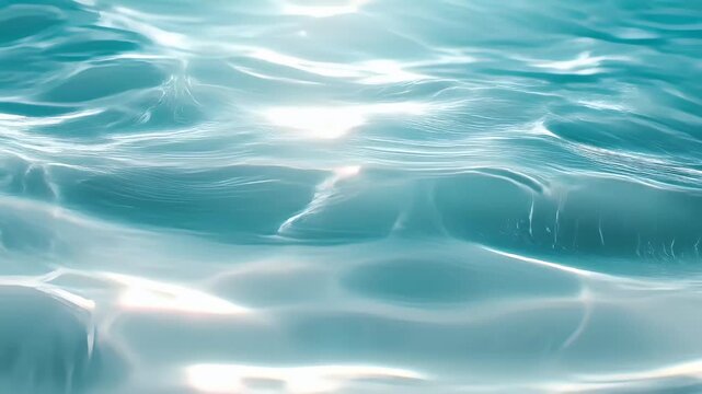 Therapy stress release treatment, health lifestyle. A closeup of a blue water surface with ripples, illuminated by a light source, creating a mesmerizing visual effect.