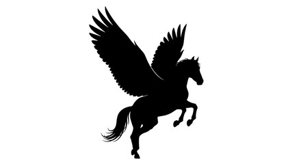 Obraz premium Majestic Pegasus Silhouette with Powerful Wings in Flight.