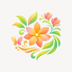 Fototapeta premium Vibrant floral design with butterfly.