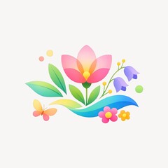 Fototapeta premium Colorful floral spring illustration.