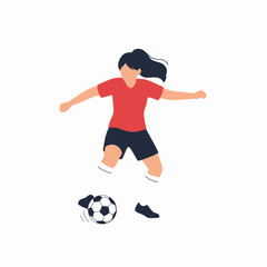 Soccer Girl Kicking a Ball Illustration on White Backdrop