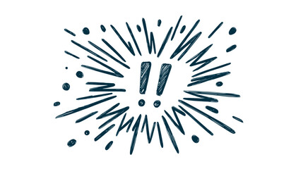 Obraz premium Vibrant Explosion Effect with Radiating Lines and Bold Exclamation Marks Symbolizing Dynamic Energy