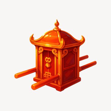 Traditional ornate ceremonial palanquin illustration.