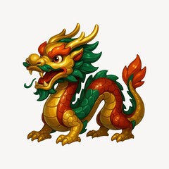 Naklejka premium Colorful mythical dragon illustration