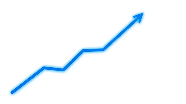Blue arrow graph showing upward trend and growth.