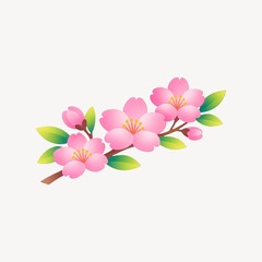 Naklejka premium Elegant cherry blossom branch illustration.