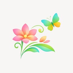 Naklejka premium Colorful floral butterfly illustration