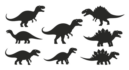 Collection of Dinosaur Silhouettes - Tyrannosaurus, Stegosaurus, and Brontosaurus © apip