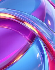 Abstract Swirling Blue Pink and Yellow Light Strands Intertwined Glossy Futuristic Background