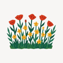 Naklejka premium Vibrant floral garden illustration