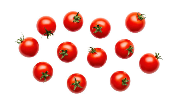 Fresh red cherry tomatoes isolated PNG, vibrant and juicy vegetables on transparent background for healthy eating and culinary designs