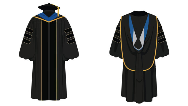 Distinct academic regalia representing advanced scholarly achievement and commencement ceremony attire for higher education graduates a symbol of