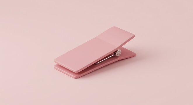 Elegant simplicity of a pink clip on a matching background evokes tranquility and organization