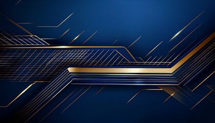 Fototapeta premium A Dark Blue Background Featuring Elegant Gold Lines Creating A Sophisticated And Modern Design