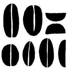 Fototapeta premium Coffee Beans Set Solid Shapes, Hand Drawn Coffee Bean Icons Collection, Minimal Coffee Illustration