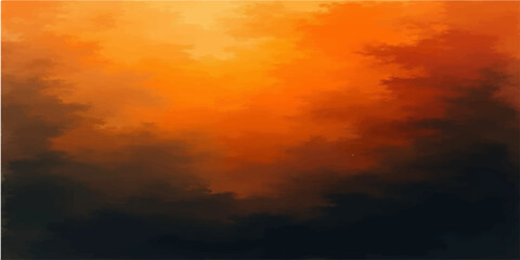 Fototapeta premium A breathtaking landscape of fire and clouds illuminates the sky during a beautiful orange sunset, where vibrant red and yellow light creates an abstract heaven of color at dusk