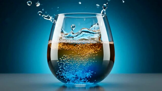 Glass of water with color change.