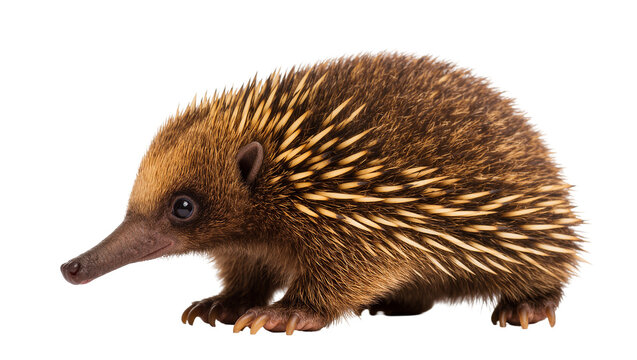 Isolated short-beaked echidna, a unique spiny monotreme with distinctive quills and snout