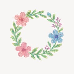 Fototapeta premium Hand-drawn floral wreath illustration.