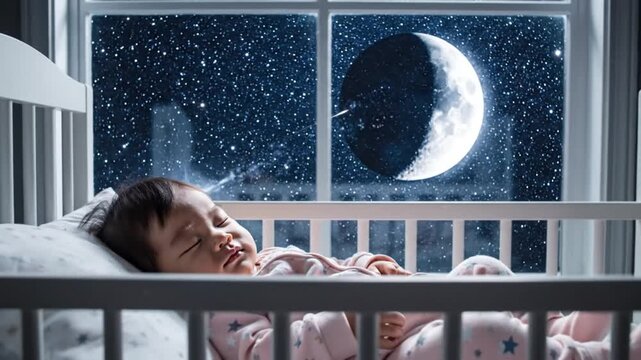 baby sleeping on the window