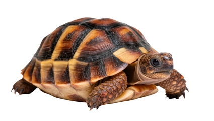 Obraz premium Isolated terrestrial tortoise with striking domed shell, vibrant patterns and textures