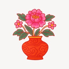 Fototapeta premium Vibrant floral vase illustration