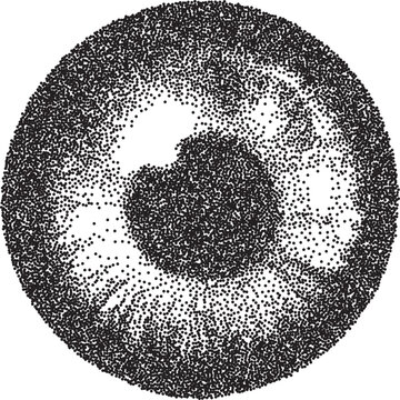 Eye vintage y2k stipple art, vision halftone stipple brutalist retro vector png with transparent background, iris 2000s aesthetic photocopy effect tattoo