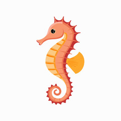 Fototapeta premium Vibrant Cartoon Seahorse Illustration Isolated on White Background for Aquatic and Marine Designs