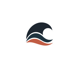 Abstract wave icon in dark color scheme for design and branding