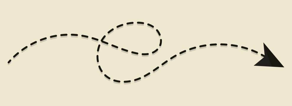 Hand drawn dotted arrow line moving up, illustrating growth, development, and progress on a colorful background. eps10.