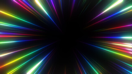 Fototapeta premium カラフルな光の集中線の枠のエフェクト背景
