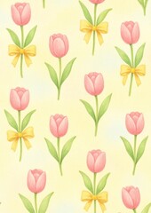Obraz premium Charming tulip pattern illustration.