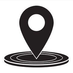 A 3D red vector map pointer icon with a round circle design on a white background symbolizes a business goal and success concept