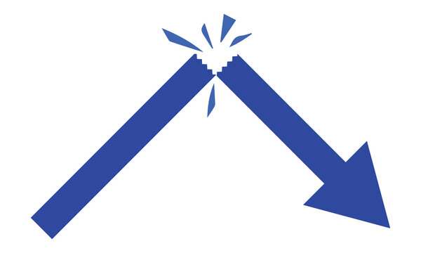 Broken arrow vector graphic design concept for direction change and failure illustration
