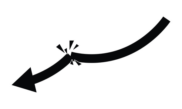 Broken arrow vector graphic design concept for direction change and failure illustration