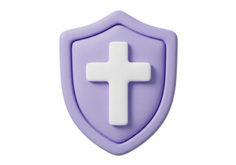 Obraz premium Symbol of Faith and Protection With a White Cross on a Lavender Shield