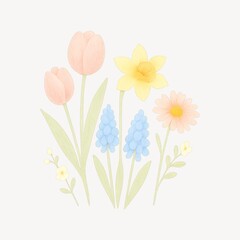 Obraz premium Colorful spring flowers illustration.