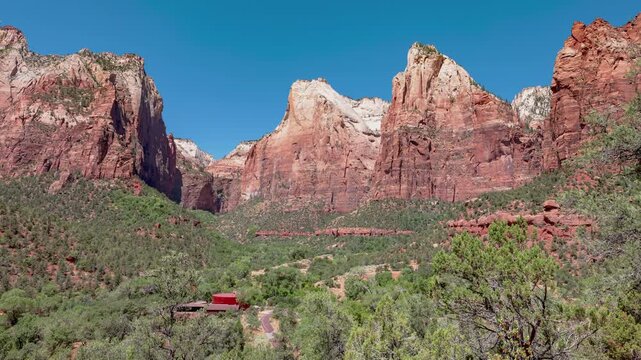 Zion National Park Court of the Patriarchs Red Rock Canyon Landscape Time-lapse in Utah