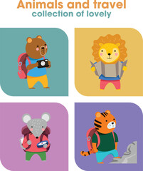 Fototapeta premium Animals and travel collection of lovely