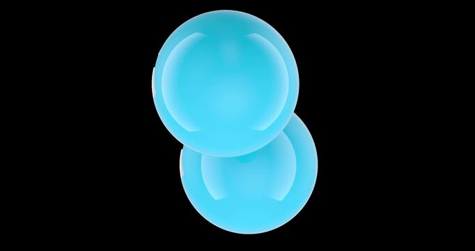 Hydrogen molecule H2 molecule model rotation animation seamlessly loopable. 3D rendering isolated on transparent background