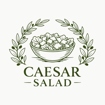 Caesar salad logo vector illustration template