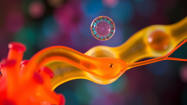 Colorful microscope shot of spermatogenesis stages, cellular details, scientific accuracy