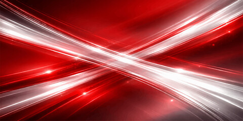 Dynamic streams of vibrant red and white light intersect and flow in an abstract dance.  A striking composition for modern and futuristic designs. © Faysal