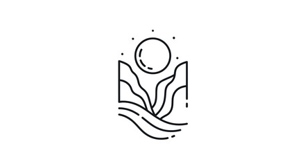 Obraz premium Minimalist landscape illustration with sun
