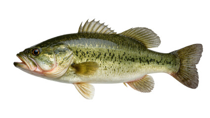 Isolated largemouth bass, a popular freshwater game fish known for its strong fight
