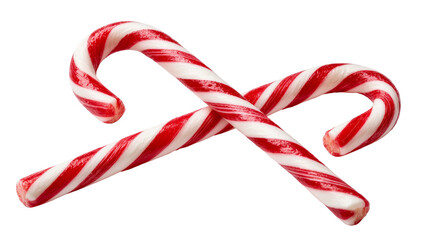Isolated classic red and white striped candy canes a traditional festive holiday sweet dessert