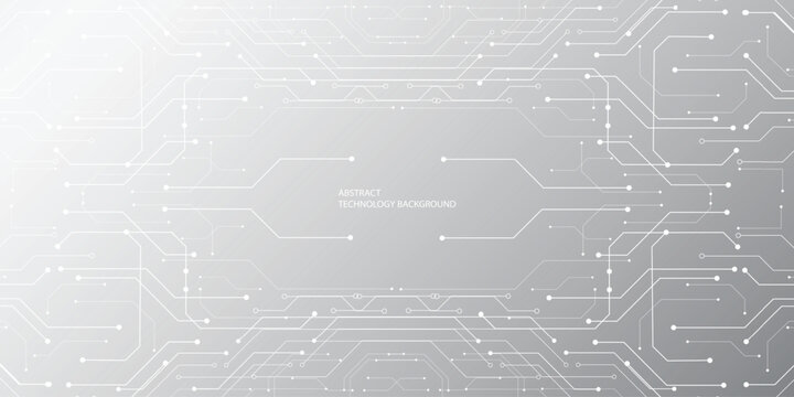 Abstract white background featuring circuit patterns and blue tech elements. Clean digital design with futuristic lines for modern technology and AI-themed projects.