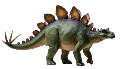 Isolated Stegosaurus dinosaur, mighty prehistoric herbivore, detailed model, ancient creature, full length view © Ari