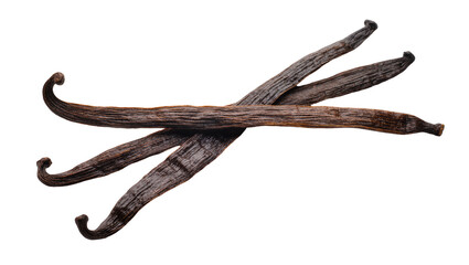 Isolated natural aromatic dry vanilla beans and pods, flavorful gourmet baking ingredient © Ari