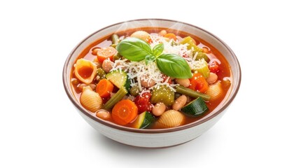 Delicious homemade minestrone soup with fresh vegetables and parmesan cheese